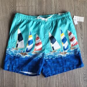 Old Navy Men’s Swim Trunks Sailing Regatta 7” Inseam Elastic Waist Size XLarge